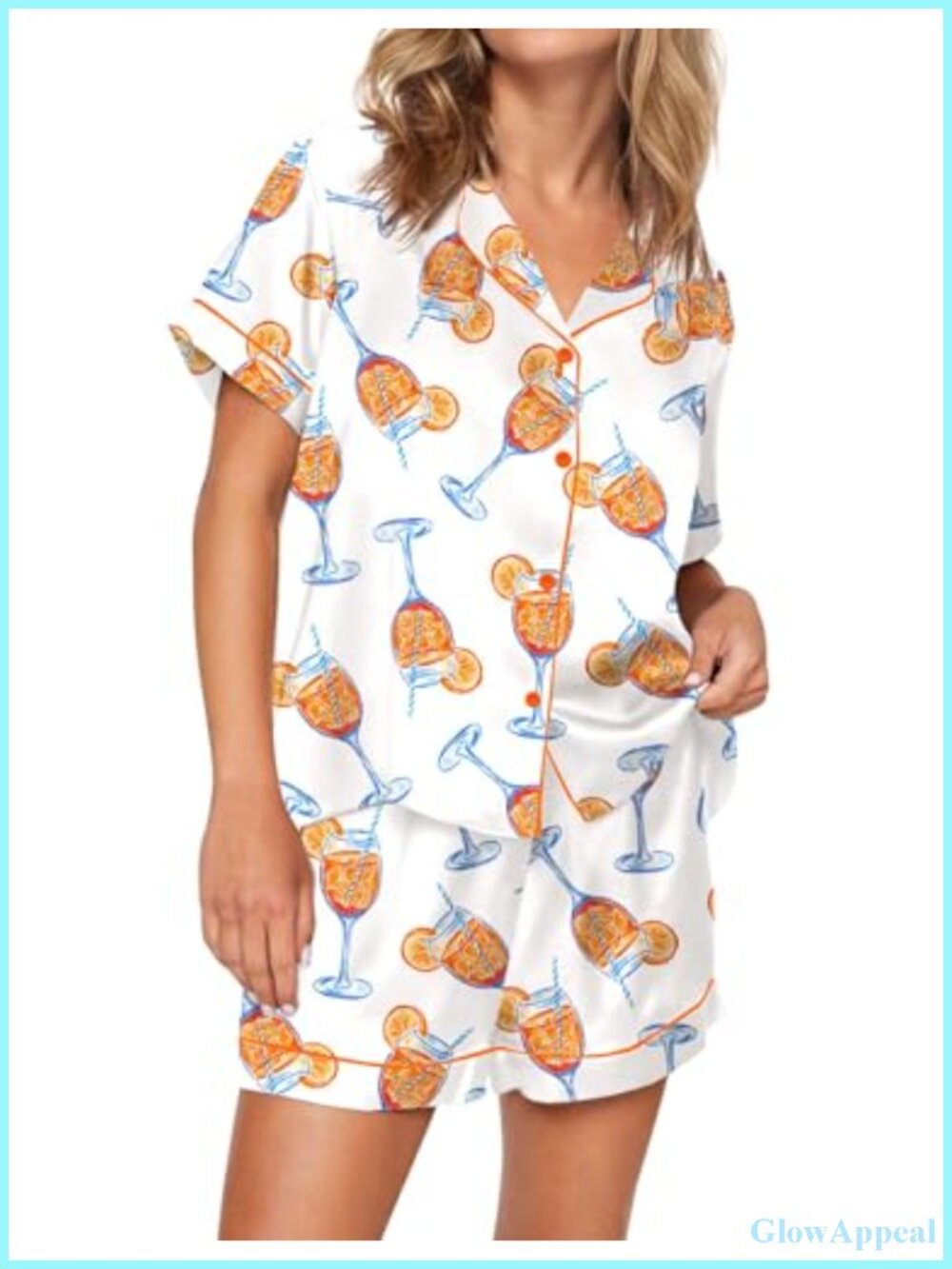 Satin Silk Pajama Set Short Sleeve Button Down Western Cowgirl 2 Piece